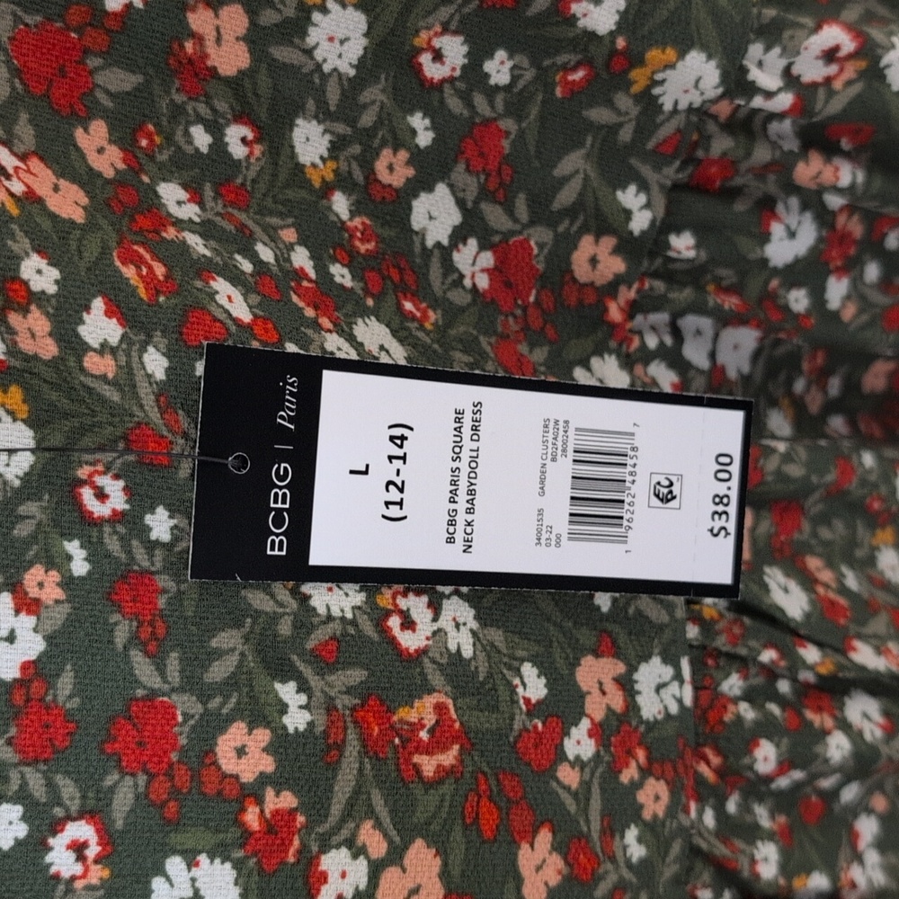BCBG Paris Green Floral Long Sleeve Dress - Picture 4 of 4